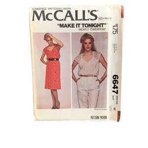 McCalls 6647 Misses Dress Blouse Pattern Size 12 Vintage 1978 Sew Pattern uncut